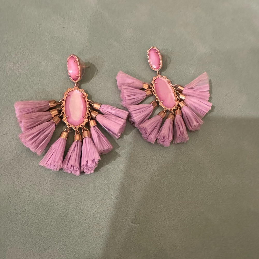 Kendra Scott Lavender Mother of Pearl Fringe Tassel Earrings